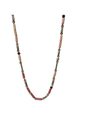 LOFT Boho Beaded Necklace Pink Tube Beads Crystal Accents Classic Jewelry Women